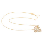 Baguette Diamond Pentagon Design Chain Necklace In 18k Gold