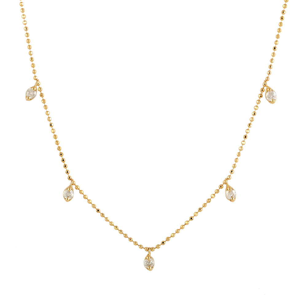 Natural Diamond By The Yard Necklace In 18k Yellow Gold Gift