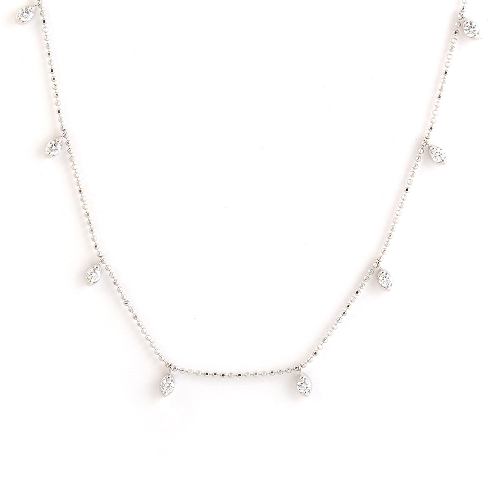 Solid 18k White Gold Natural Diamond Delicate Necklace