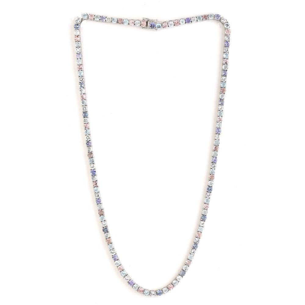 Topaz Tourmaline Multiple Stone Matinee Necklace In 14k White Gold Gift