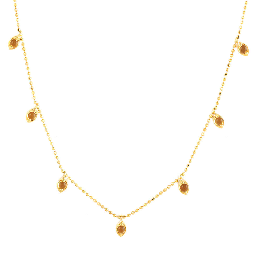 Natural Citrine 18k Yellow Gold Handmade Dainty Necklace For Women