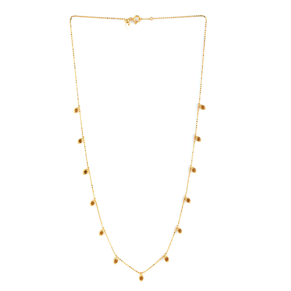 Natural Citrine 18k Yellow Gold Handmade Dainty Necklace For Women