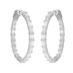 Baguette Diamond Big Hoop 14k White Gold Earrings