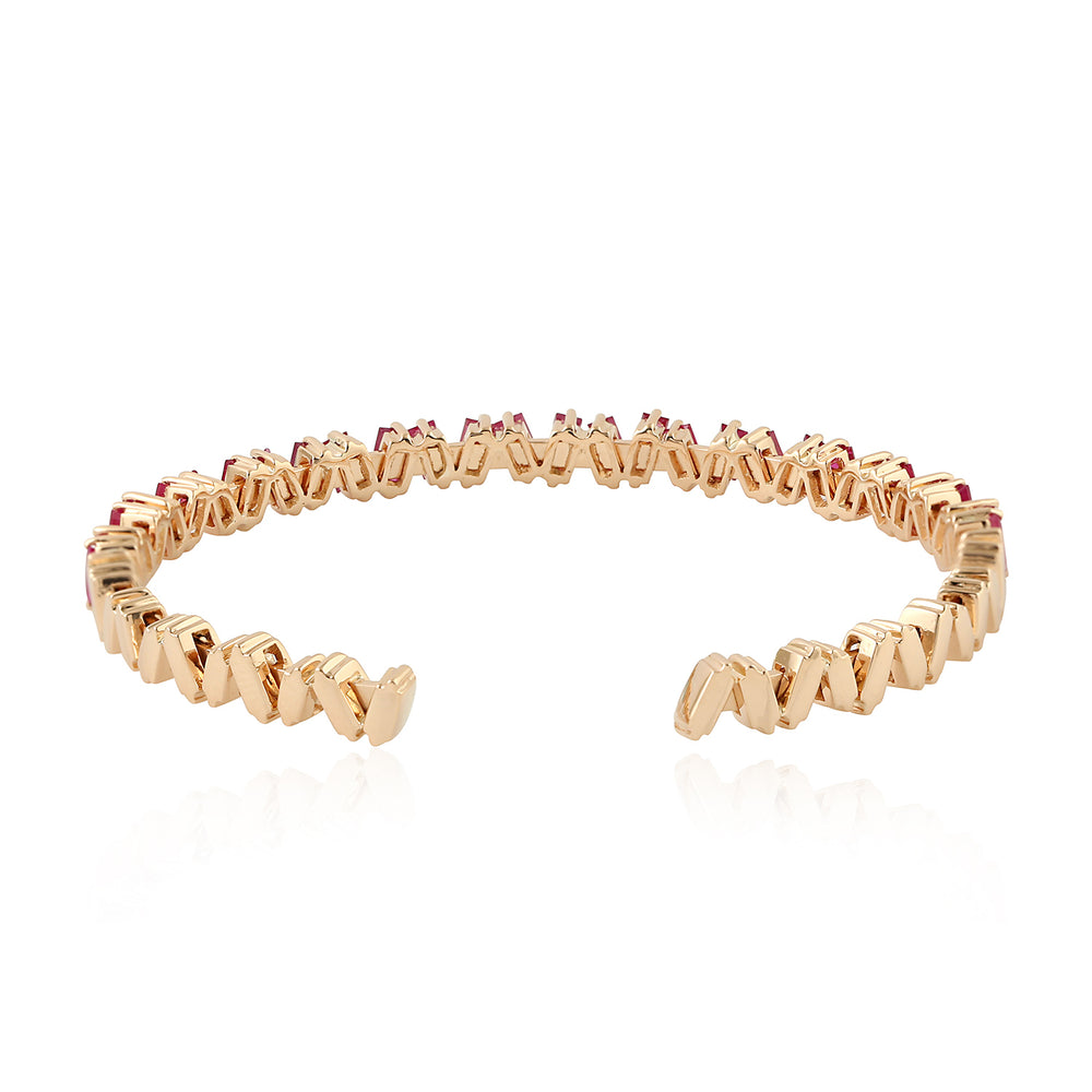 Baguette Ruby Cuff Bracelet In 18k Yellow Gold For Her