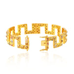 Bezel Set Ice Diamond Beautiful Design 18k Yellow Gold Bangle Jewelry