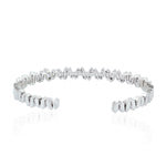 Baguette Diamond Zig Zag 18k White Gold Cuff Bracelet For Her