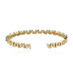 Baguette Emerald Zig Zag 18k Yellow Gold Cuff Bracelet For Her