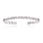 Baguette Ruby Sapphire Emerald Cuff Bracelet In 18k White Gold For Her