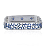 Baguette Sapphire Diamond 18k White Gold Bangle Gift