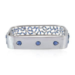 Baguette Sapphire Diamond 18k White Gold Bangle Gift