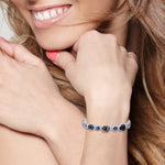 Blue Sapphire Geode Pave Diamond 18k White Gold Elegant Bracelet Bangle