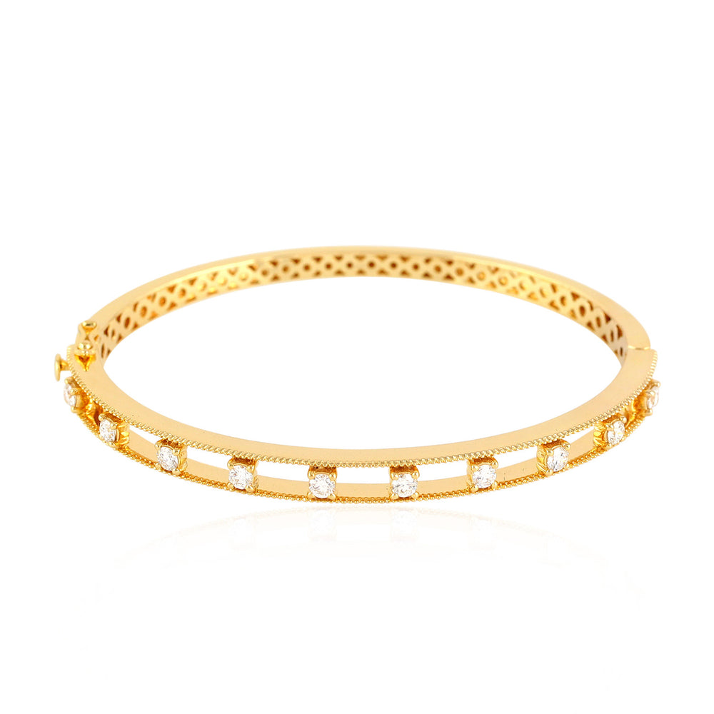 18k Solid Yellow Gold Bangle Diamond Jewelry For Gift