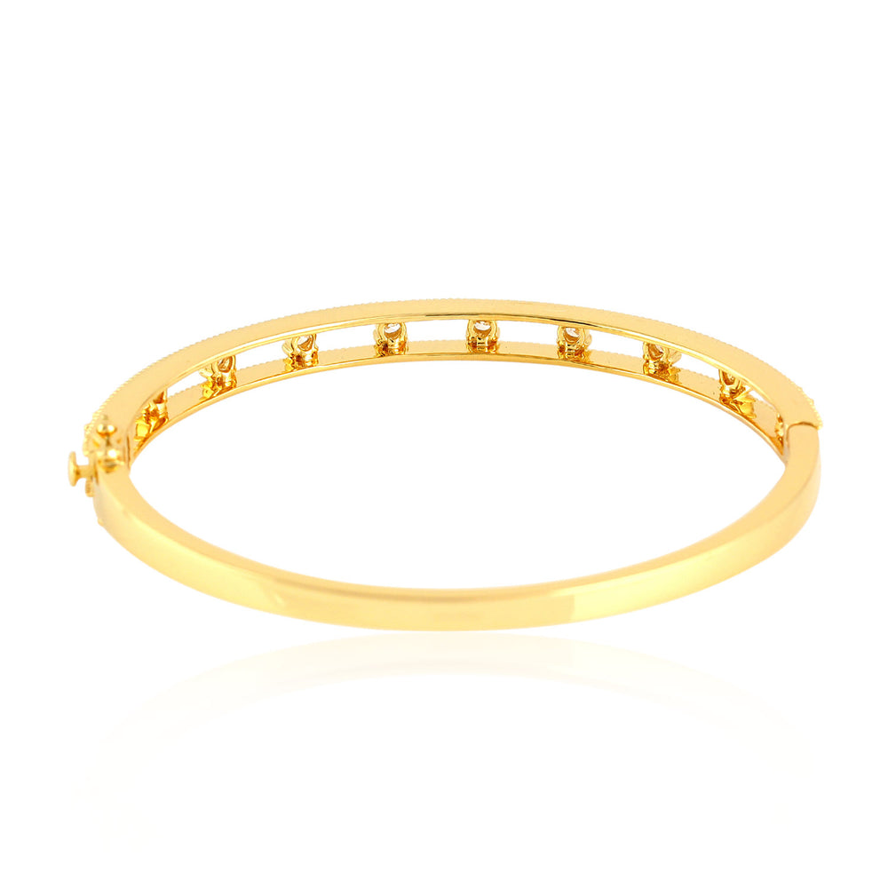 18k Solid Yellow Gold Bangle Diamond Jewelry For Gift