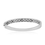 Micro Pave Diamond Spike Design 14k Gold White Bangle