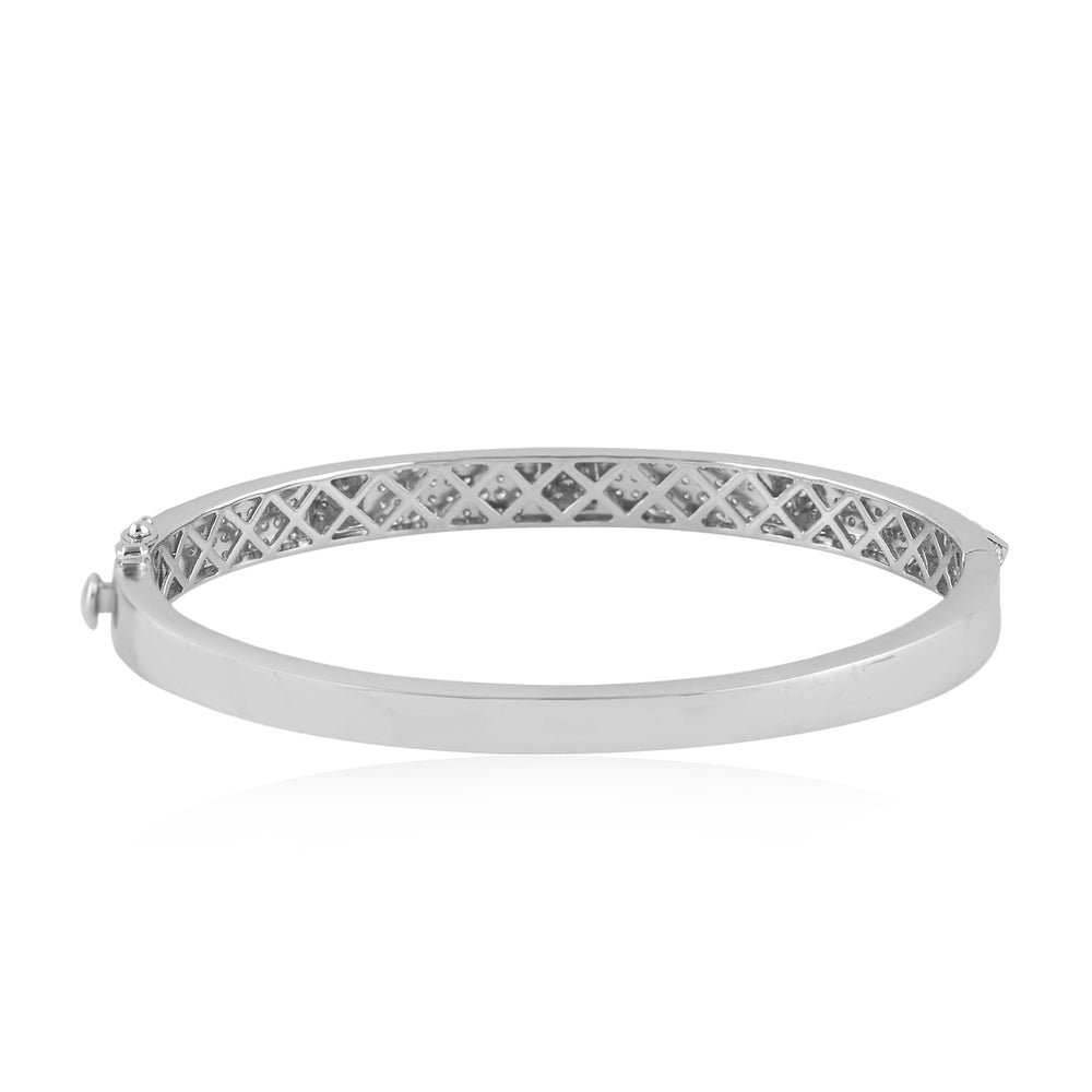 Soild 18k White Gold Pave Diamond Spike Design Wedding Bangle