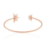 18k Rose Gold & Pave Diamond Starburst Cuff Bangle Bracelet Jewelry Gift