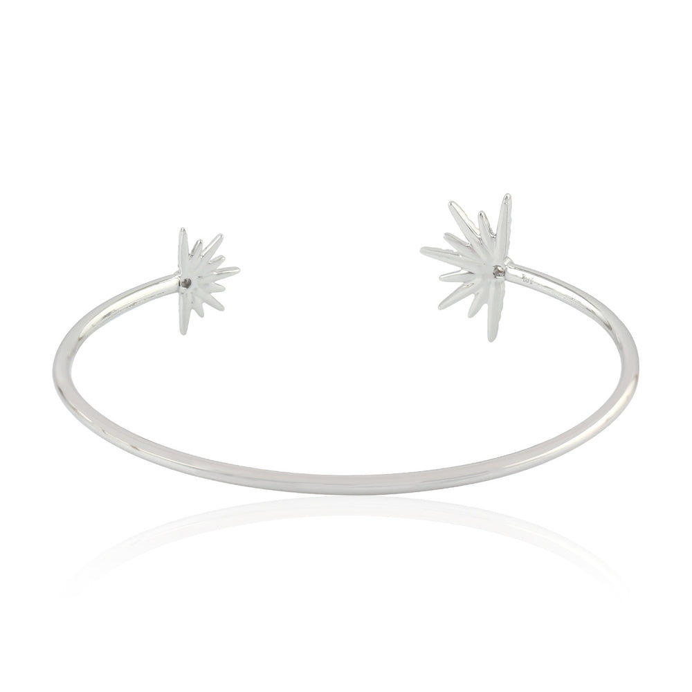 Pave Diamond Star Burst Design Cuff Bracelet In 18K White Gold Jewelry