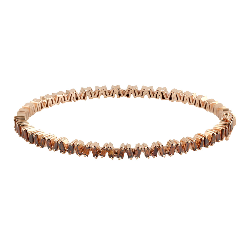 Baguette Champaign Diamond Bracelet In 14k Gold Handmade Jewelry