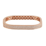 Micro Pave Diamond 18k Rose Gold Handmade Bangle For Her