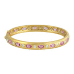 Pink Sapphire Natural Diamond 10k Yellow Gold Bangle