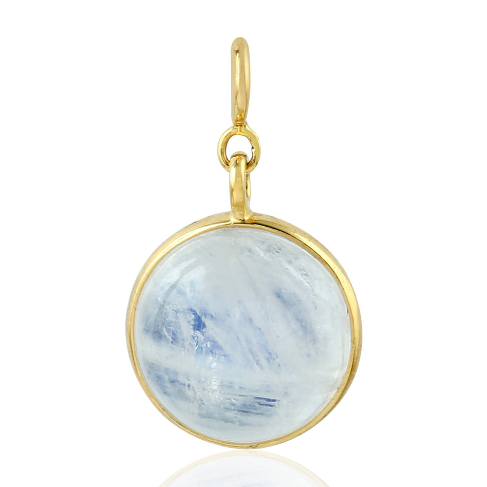 Rainbow Moonstone 18k Solid Yellow Gold Pendant Jewelry Gift