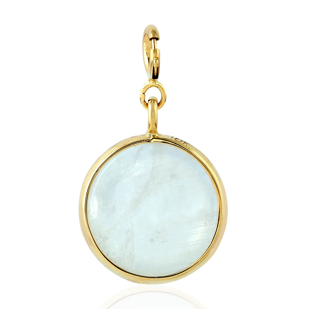 Rainbow Moonstone 18k Solid Yellow Gold Pendant Jewelry Gift