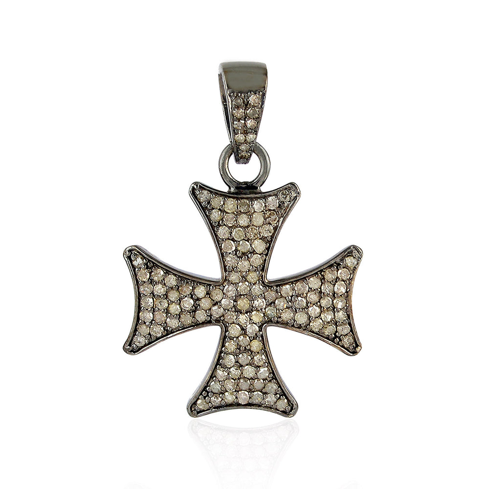 Diamond Vintage Look Holy Cross Charm Pendant 925 Sterling Silver Jewelry Gift