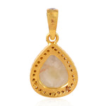 Soild 18k Yellow Gold Tear Drop Designer Pendant Diamond Jewelry