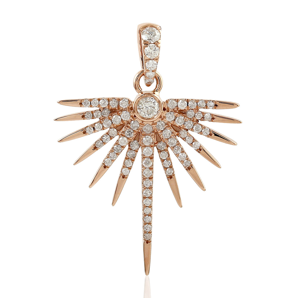 Natural Diamond Star Burst Charm Pendant In 14k Rose Gold Jewelry Gift
