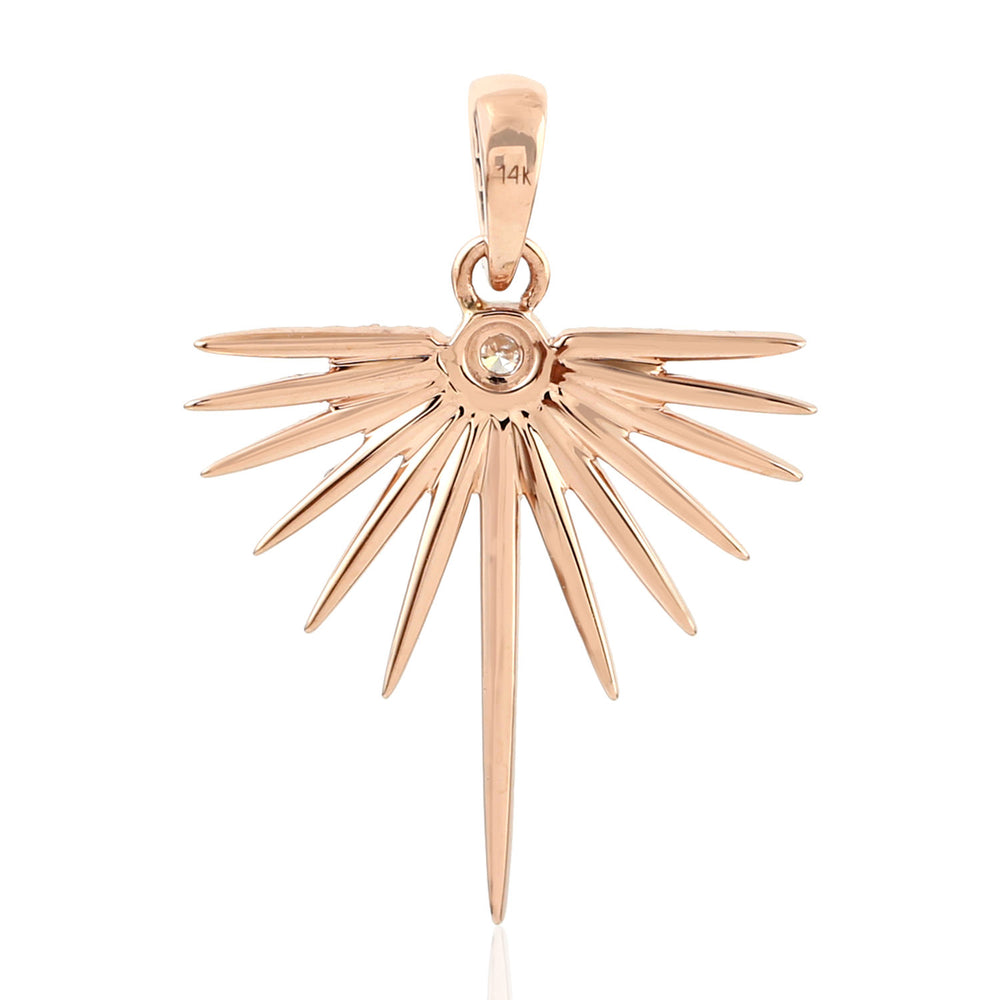 Natural Diamond Star Burst Charm Pendant In 14k Rose Gold Jewelry Gift