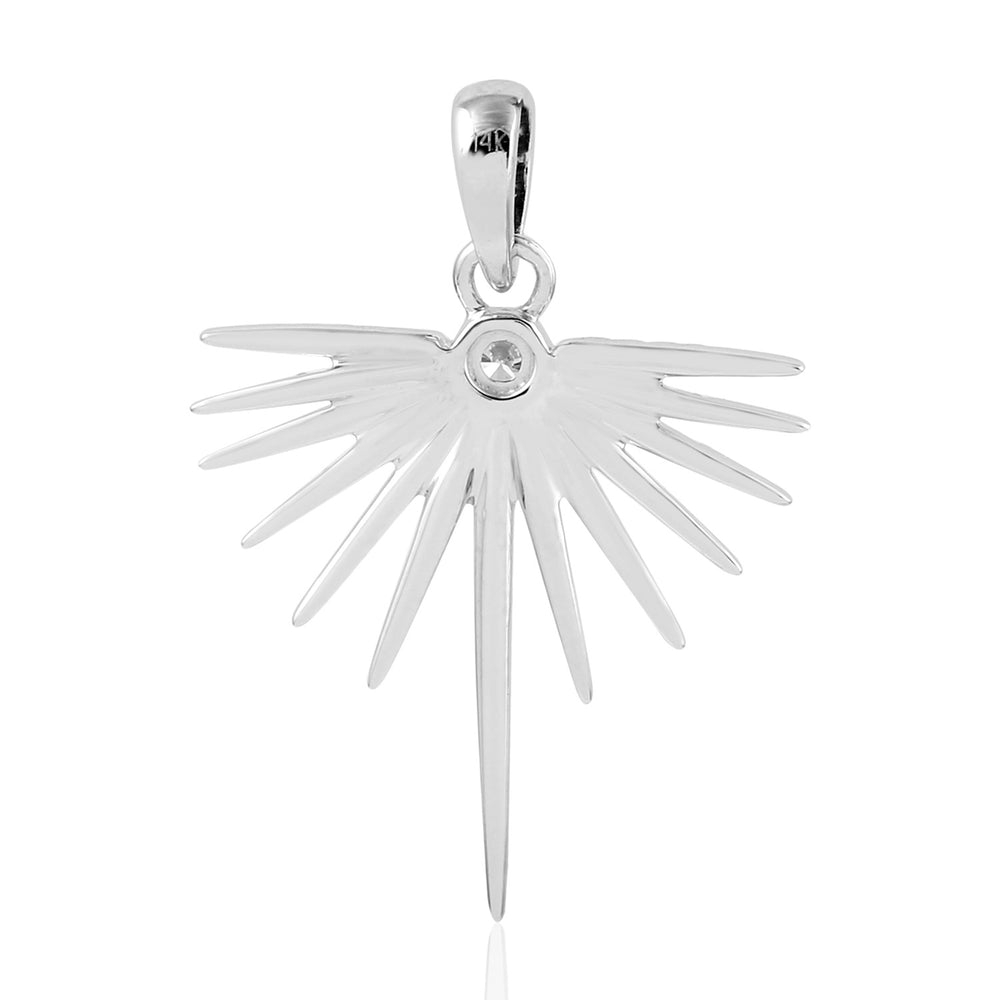 Natural Pave Diamond Half Sunburst Pendant In 14k White Gold