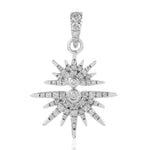 Designer Pave Diamond Star Burst Charms PendaNt In 14k White Gold