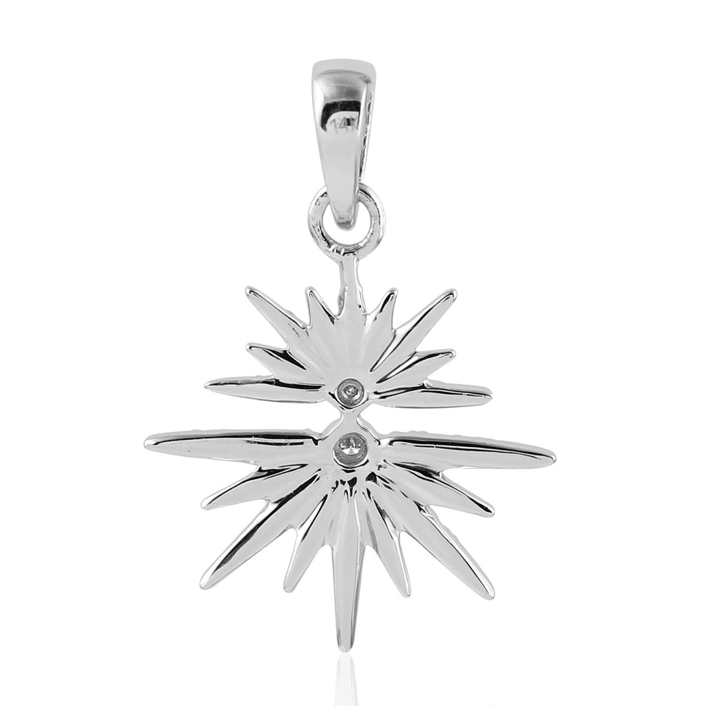 Designer Pave Diamond Star Burst Charms PendaNt In 14k White Gold