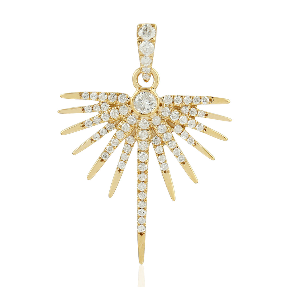 Natural Diamond Starburst Pendant in 18K Yellow Gold – Dainty Celestial Jewelry