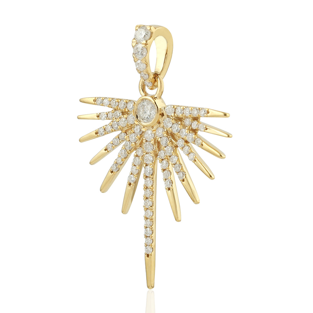 Natural Diamond Starburst Pendant in 18K Yellow Gold – Dainty Celestial Jewelry
