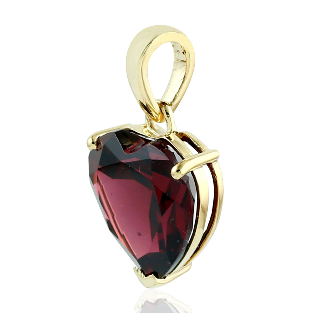 Natural Rhodolite Heart Charm In 14k Yellow Gold Jewelry Gift