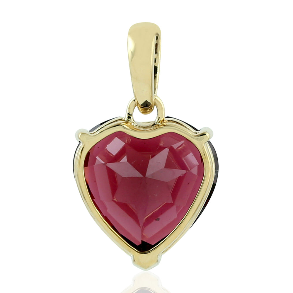 Natural Rhodolite Heart Charm In 14k Yellow Gold Jewelry Gift