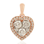 Natural Diamond Heart Pendant Designer Jewelry In 18k Rose Gold For Her