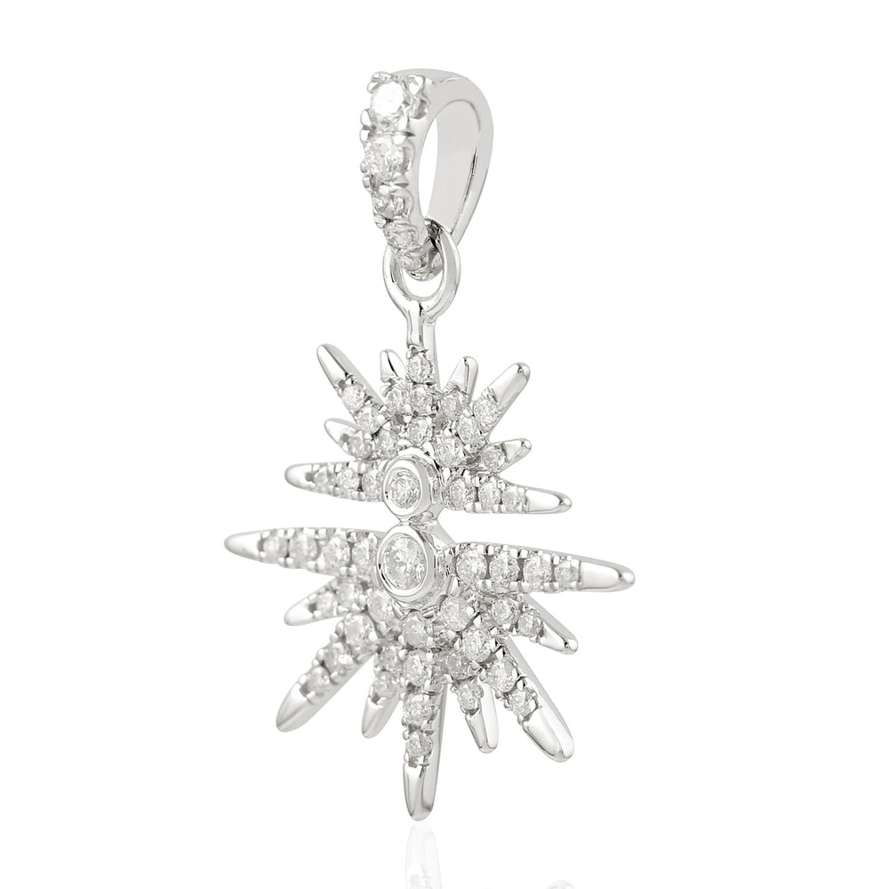 Natural Diamond Star Burst Pendant 18K White Gold Jewelry Gift