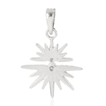 Natural Diamond Star Burst Pendant 18K White Gold Jewelry Gift