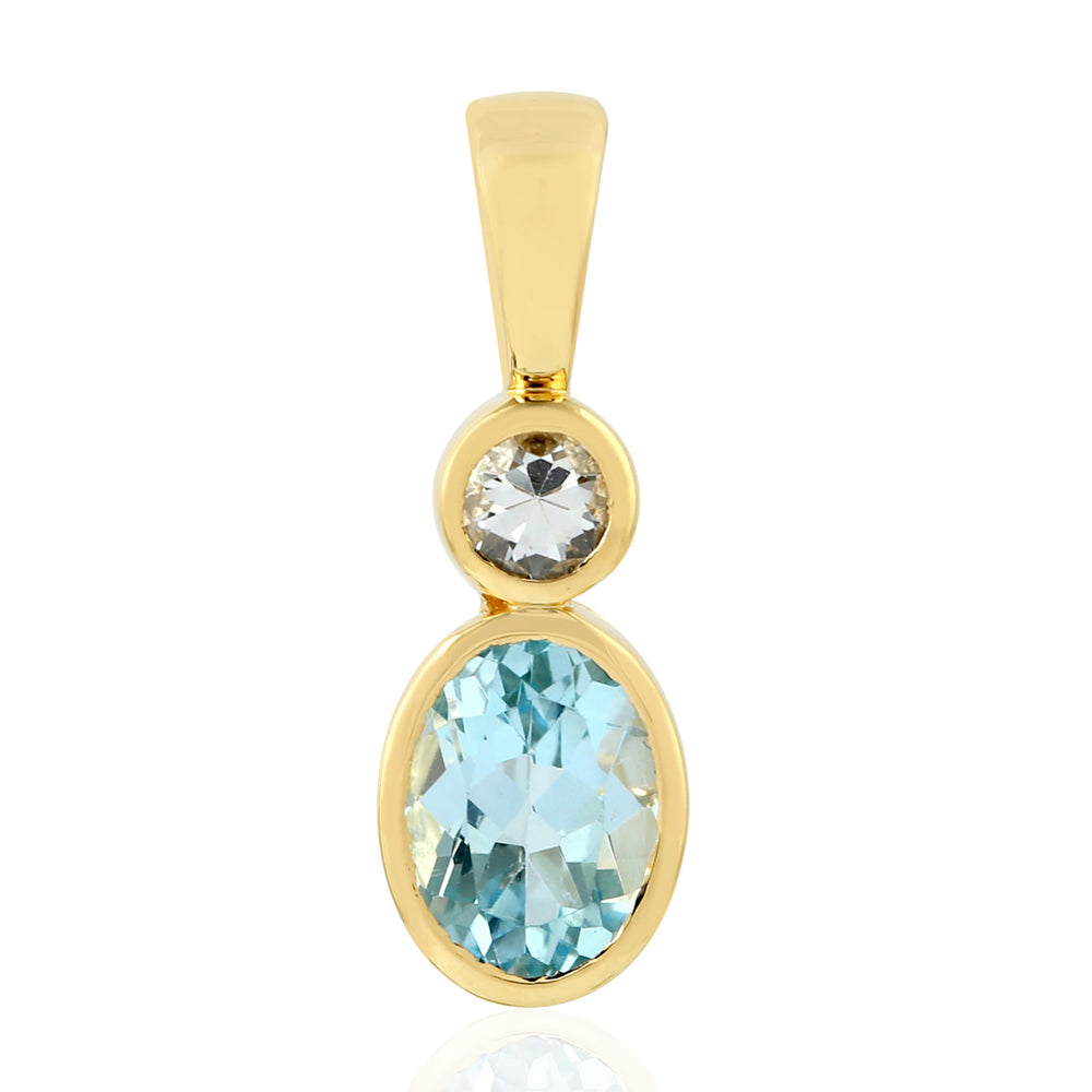 Sapphire Charm Pendant 18k Yellow Gold Topaz Jewelry