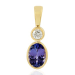 Tanzanite Charm Pendant 18k Yellow Gold Diamond Jewelry