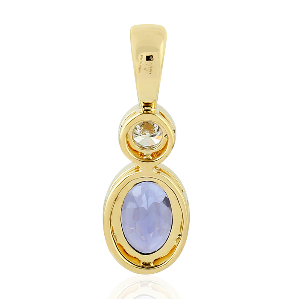 Tanzanite Charm Pendant 18k Yellow Gold Diamond Jewelry