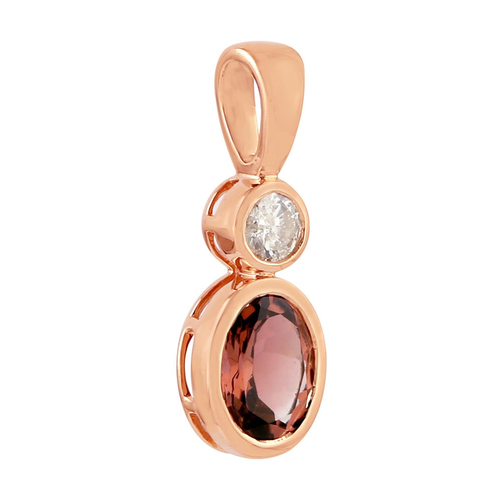 Tourmaline Charm Pendant 18k Rose Gold Diamond Jewelry