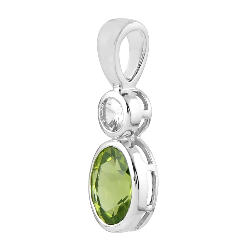 Peridot Pendant with Sapphire in 14k White Gold – August Birthstone Fine Jewelry