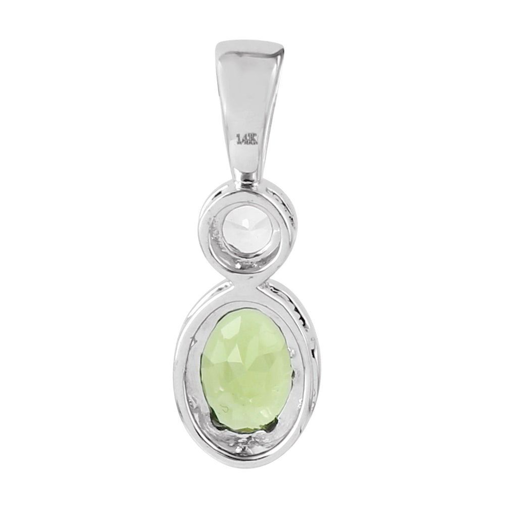 Peridot Pendant with Sapphire in 14k White Gold – August Birthstone Fine Jewelry