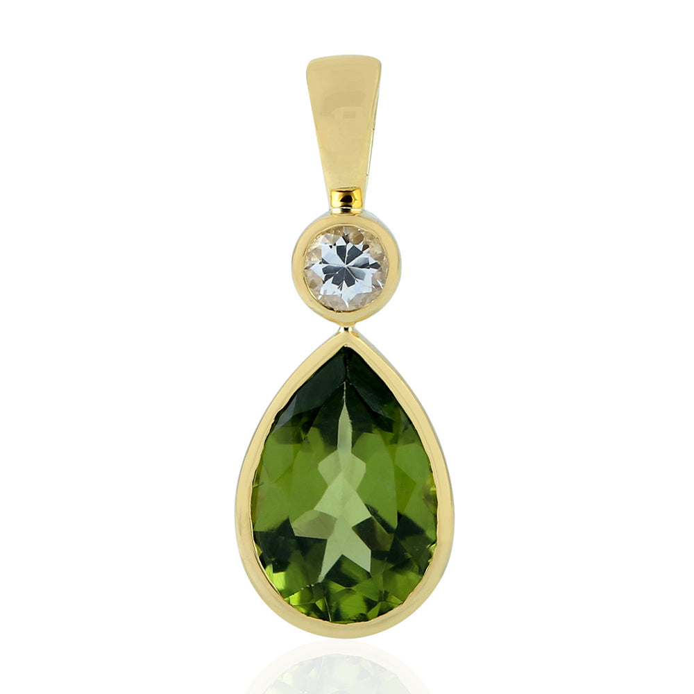 Peridot Charm Pendant 18k Yellow Gold Sapphire Jewelry