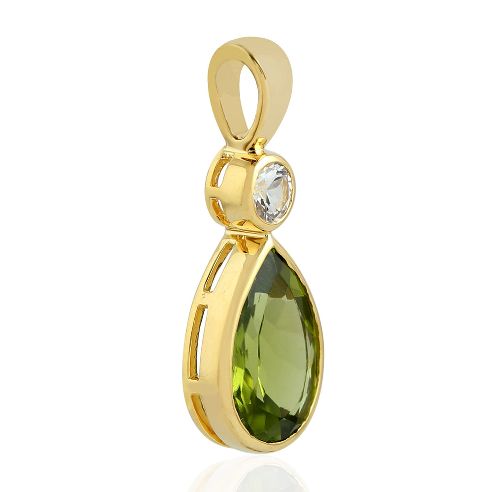 Peridot White Sapphire Charm Pendant In 18k Yellow Gold Jewelry