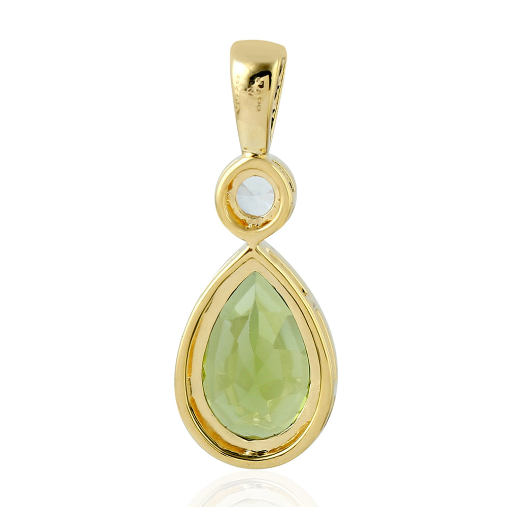 Peridot White Sapphire Charm Pendant In 18k Yellow Gold Jewelry