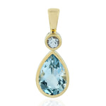 Natural Sapphire Pendant 18k Yellow Gold Topaz Jewelry